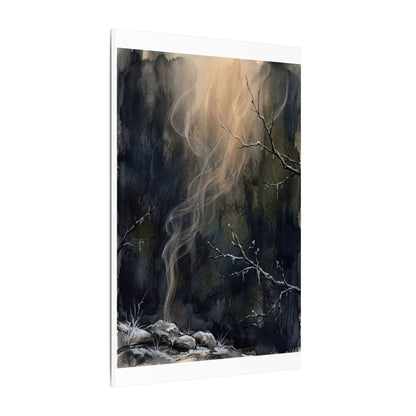 Incense Smoke Winter Canvas Art | Dark Japandi Moody Design