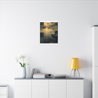 Zen Water Ripple in Golden Hour | Ukiyo E Inspired Canvas Art