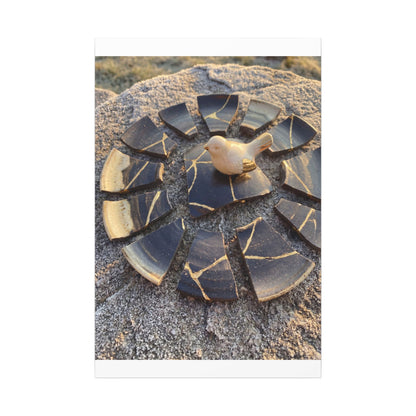 Golden Hour Broken Pottery Canvas Art - Kintsugi Datsuzoku