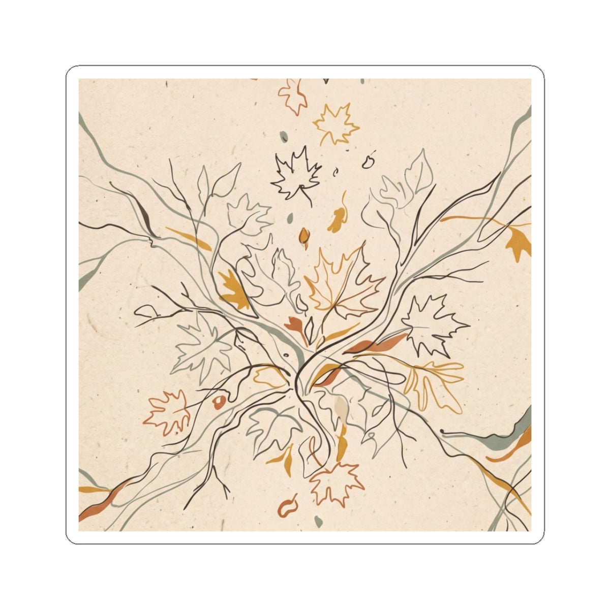 Shadow Play Sticker | Autumn Japandi Minimal Line Art