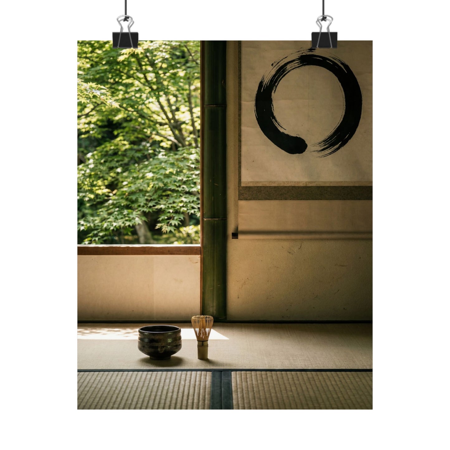 Zen Tea Ceremony in Dappled | Enso Wall Art Print Art Print