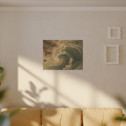 Japandi Ocean Wave in Candlelight | Japanese Pattern Canvas Art