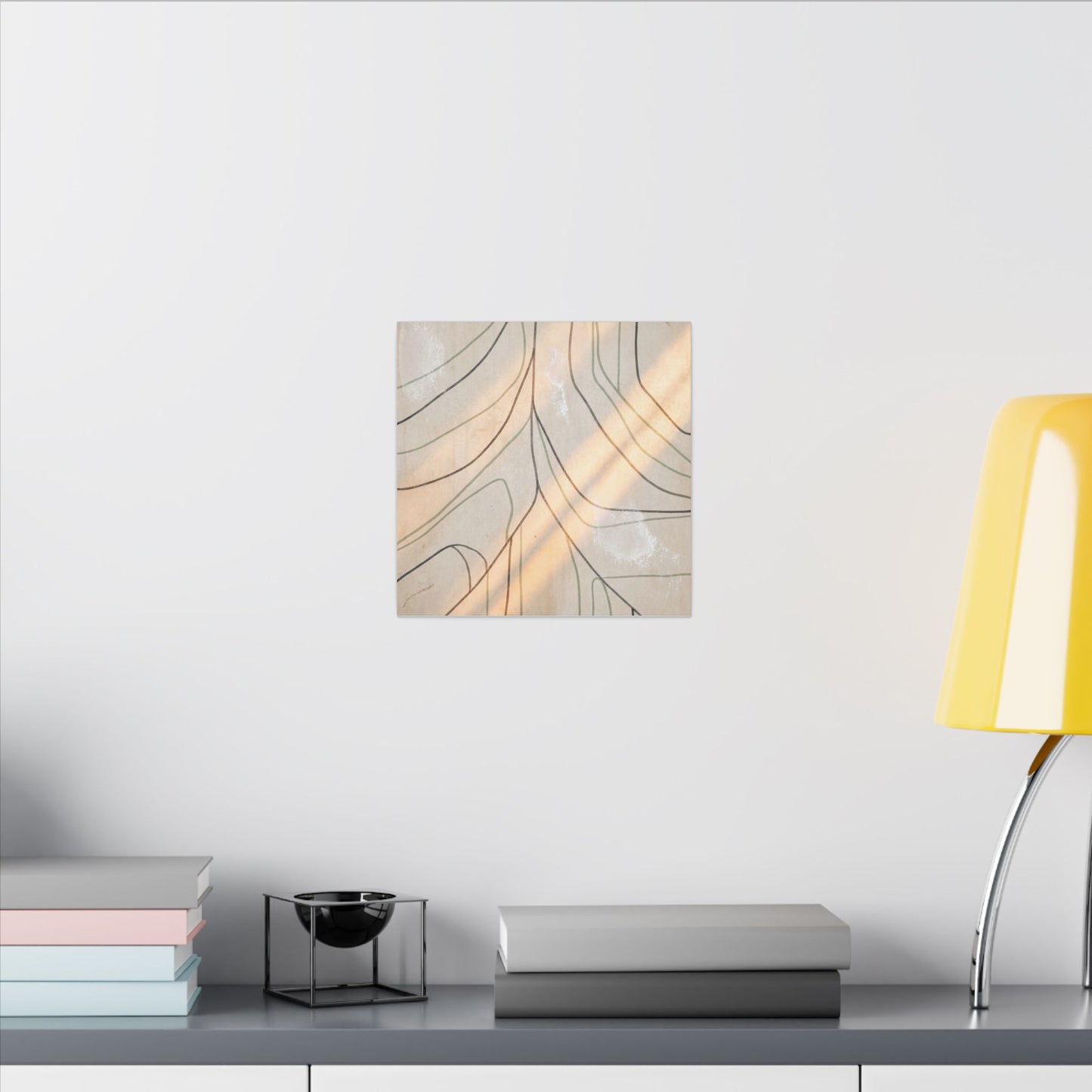Shoji Screen Minimal Line Canvas Art | Warm Japandi Art