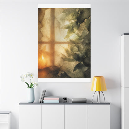 Cozy Shoji Screen Canvas Art - Watercolor Japandi