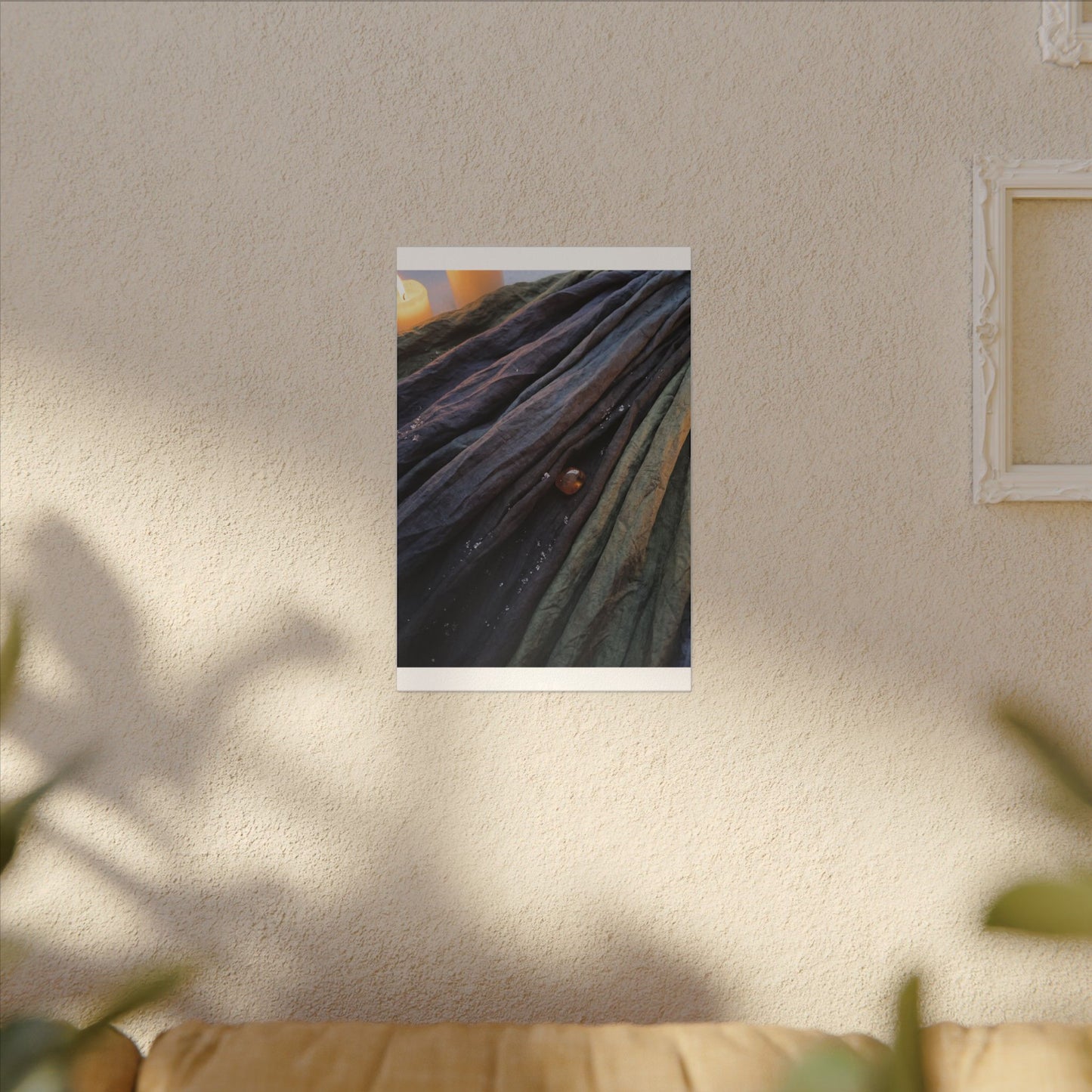 Silk Drape Shadow Zen Canvas Art | Moody Dark Japandi Art
