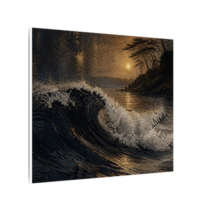 Ocean Wave Dark Texture Canvas Art | Bold Dark Japandi Art