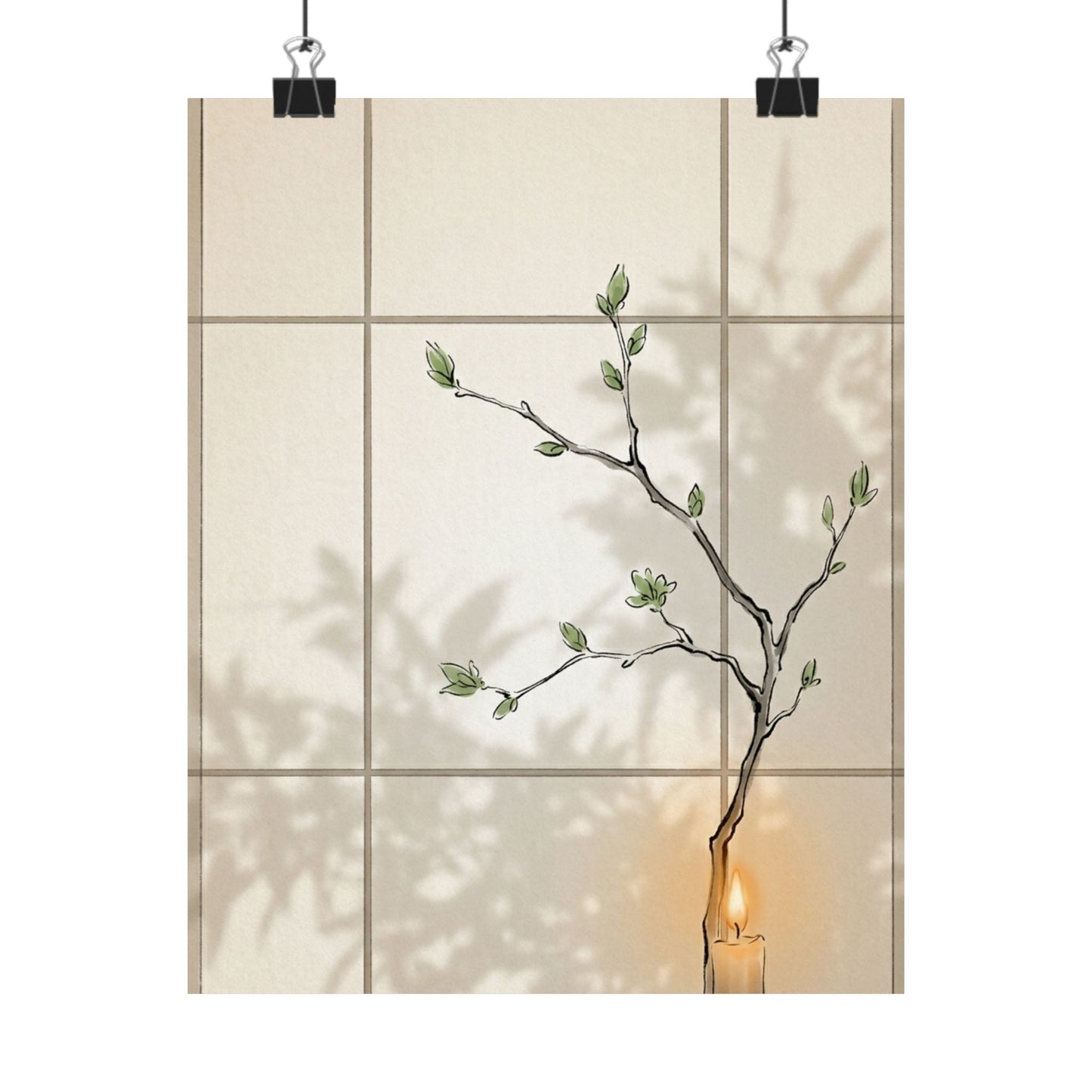 Shoji Screen Minimal Line Wall Art Print | Earthy Japandi Art Art Print