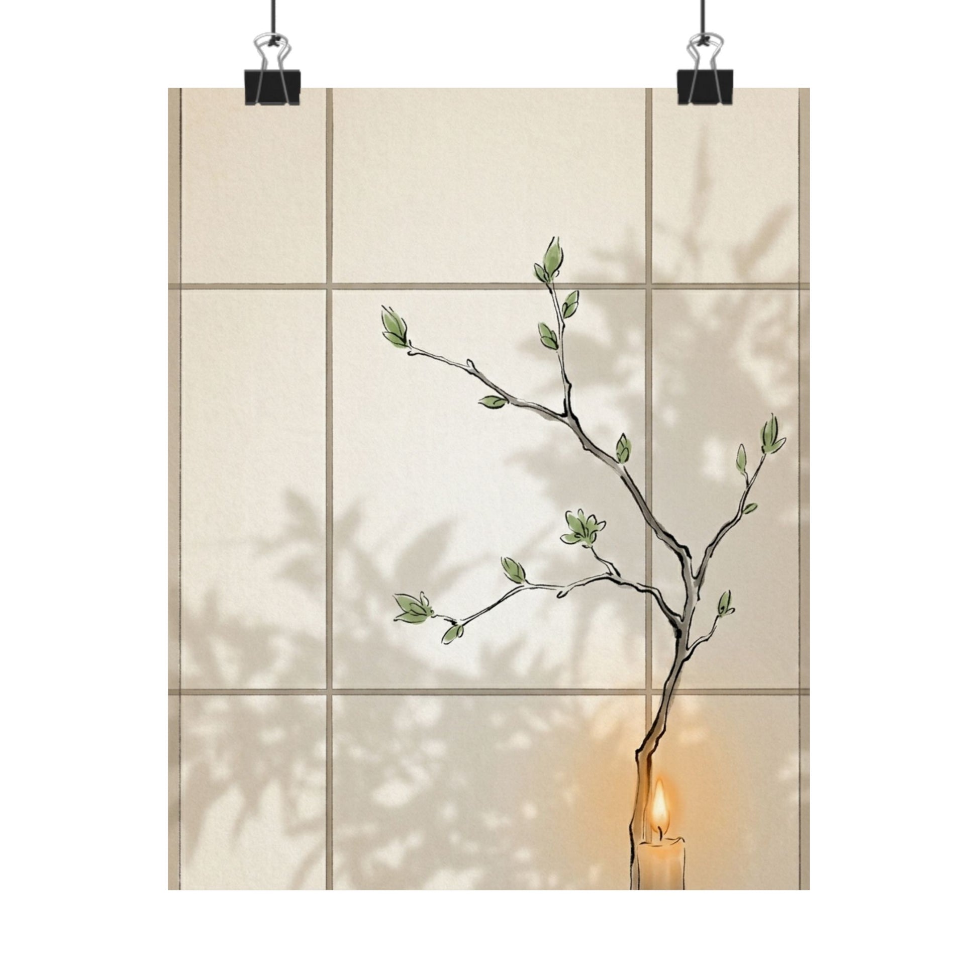 Shoji Screen Minimal Line Wall Art Print | Earthy Japandi Art Art Print