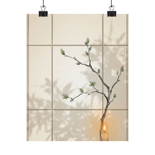 Shoji Screen Minimal Line Wall Art Print | Earthy Japandi Art Art Print