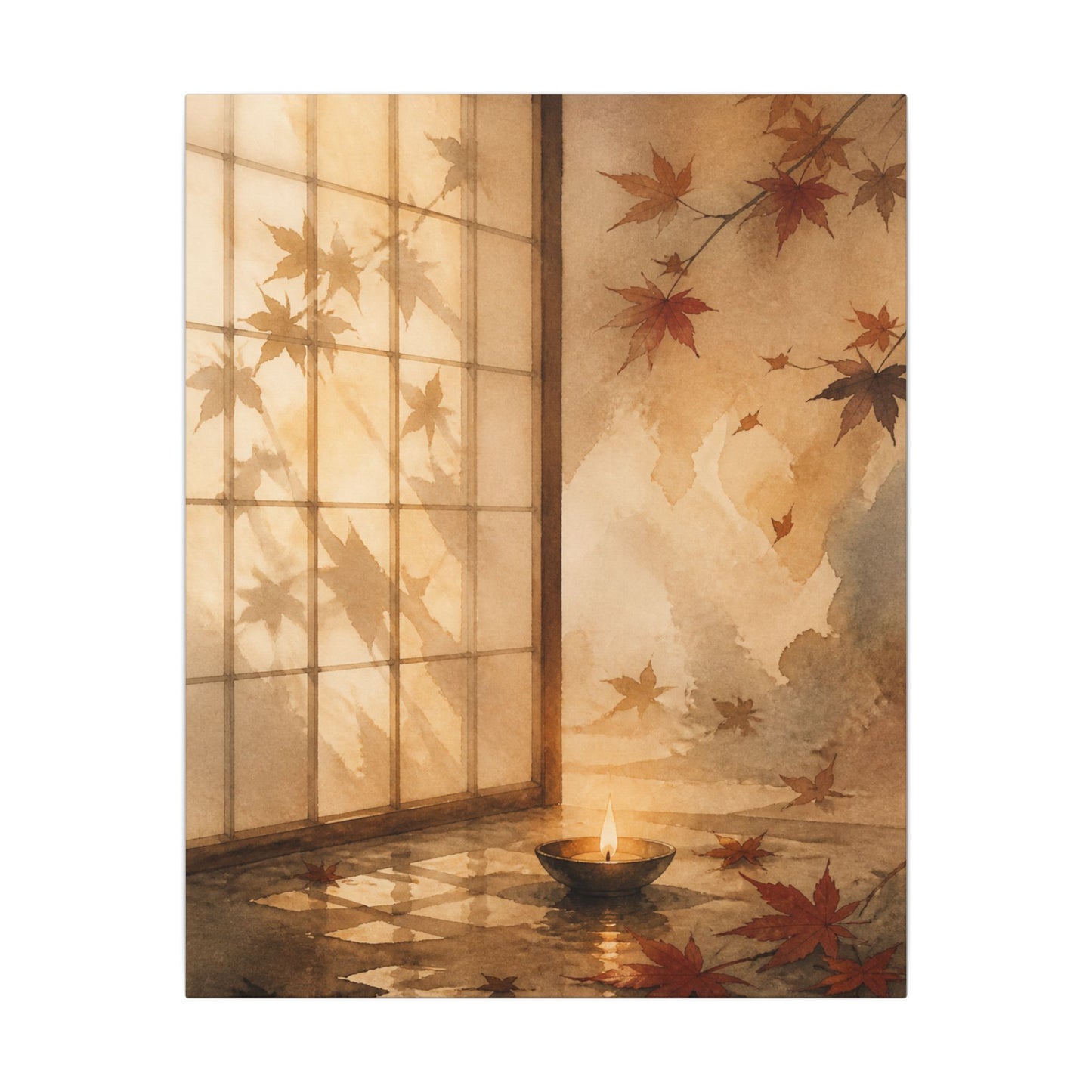 Candlelight Shoji Screen Canvas Art - Japandi Ma
