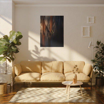 Rust Patina Charcoal Ink Canvas Art | Moody Dark Japandi Art