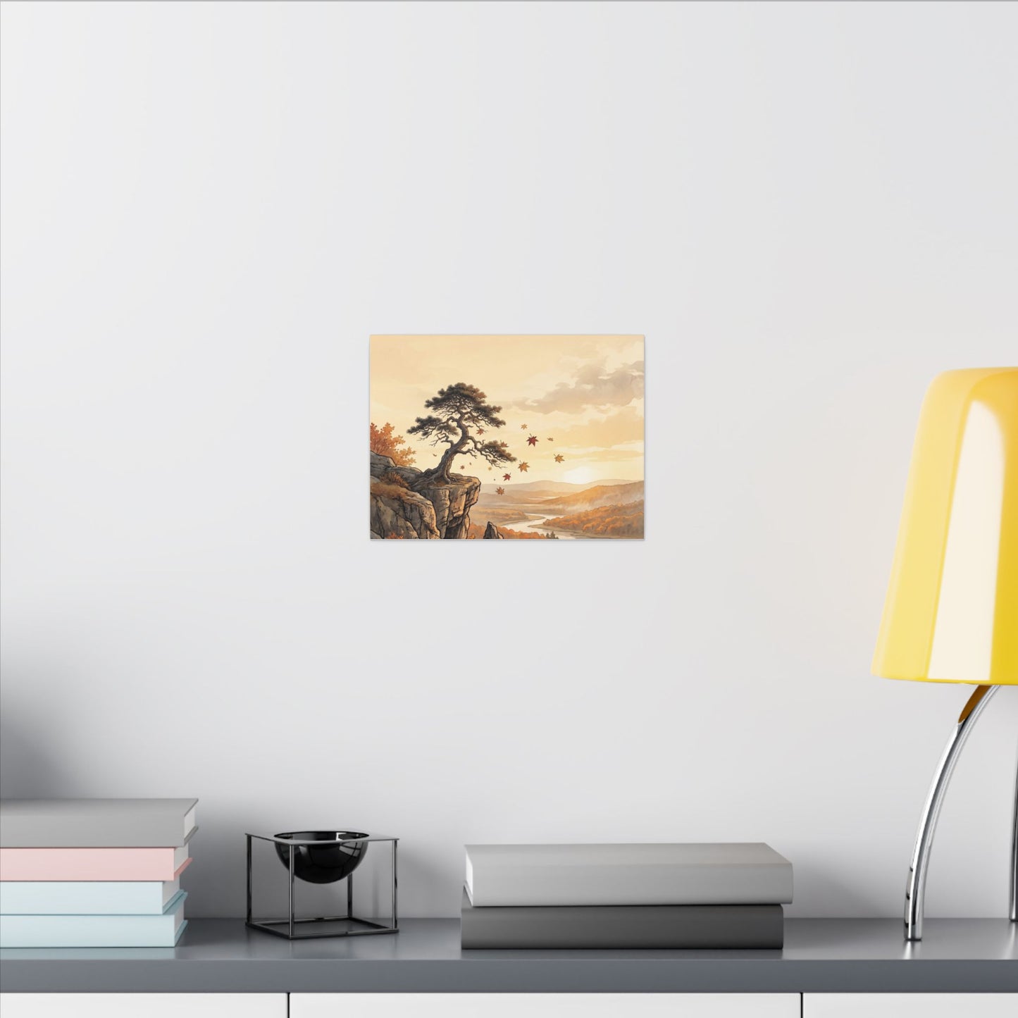 Pine Tree Autumn Canvas Art | Japandi Warm Design