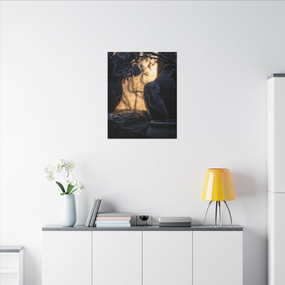 Incense Smoke Canvas Art | Winter Dark Japandi Shadow Zen Art
