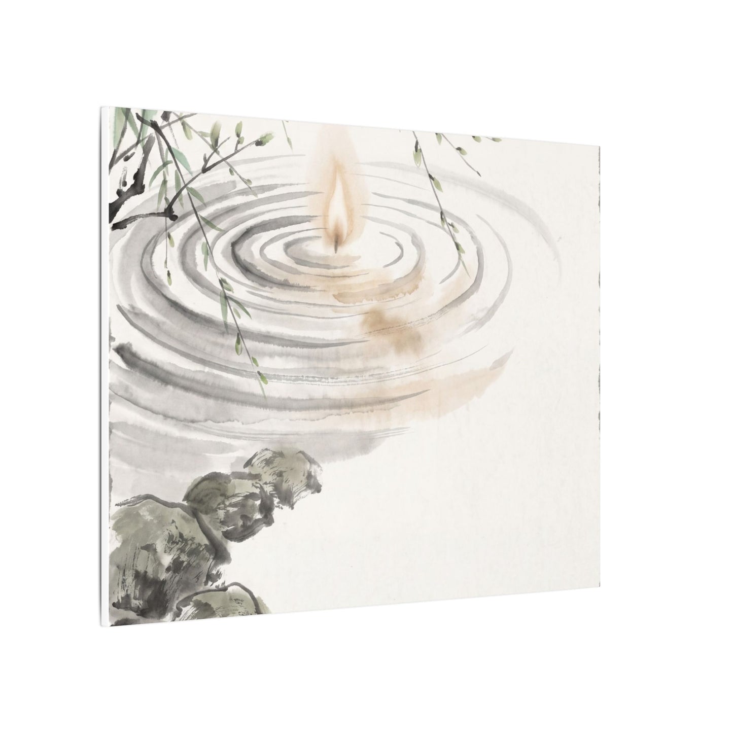 Water Ripple Sumi E Canvas Art | Tranquil Zen Art