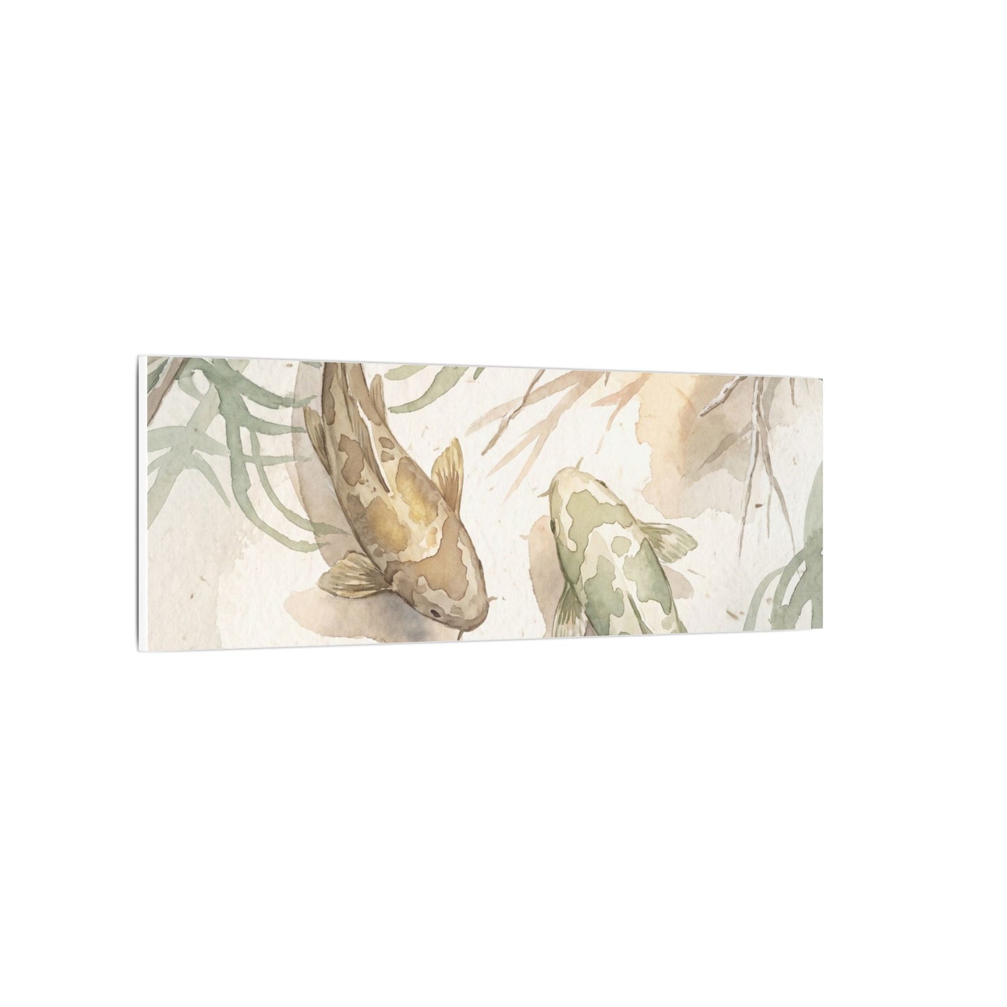 Koi Pond Canvas Art | Winter Japandi Watercolor Art