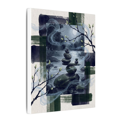 Moonlight River Stones Canvas Art - Zen Shibui