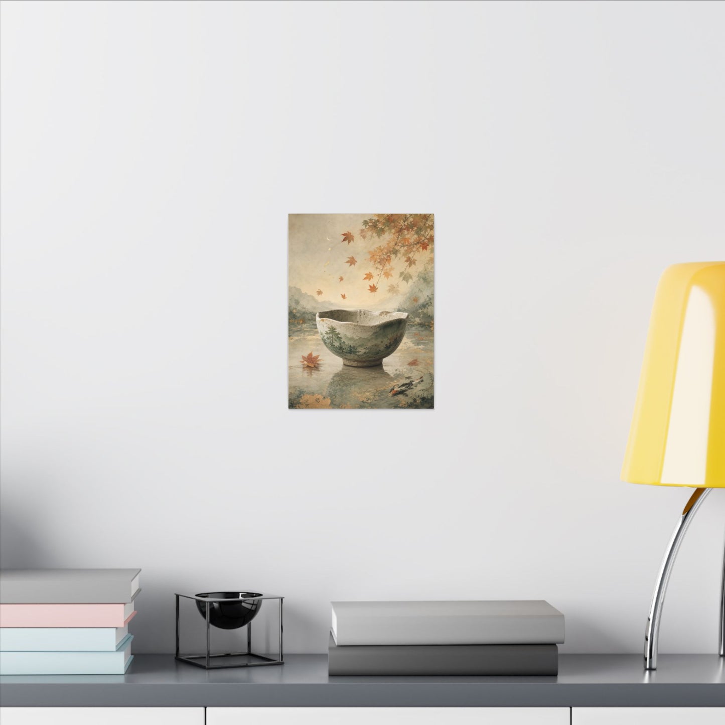 Autumn Ceramic Bowl Watercolor Canvas Art | Cozy Decor