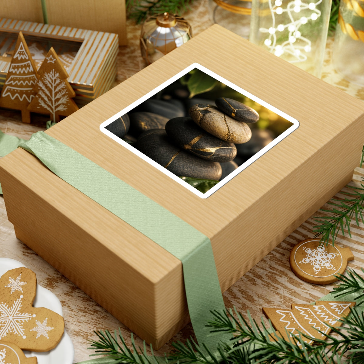 Golden Hour River Stones Sticker - Kintsugi Kanso