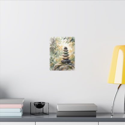 Golden Hour River Stones Canvas Art - Japandi Mono No Aware