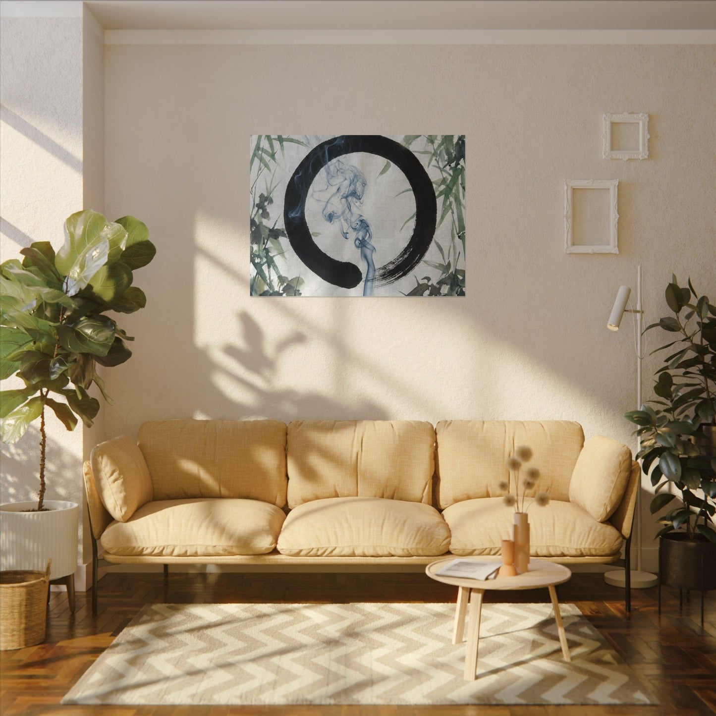 Zen Incense Smoke in Moonlight | Enso Canvas Art