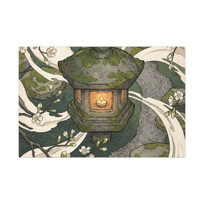 Zen Stone Lantern in Candlelight | Ukiyo E Inspired Canvas Art