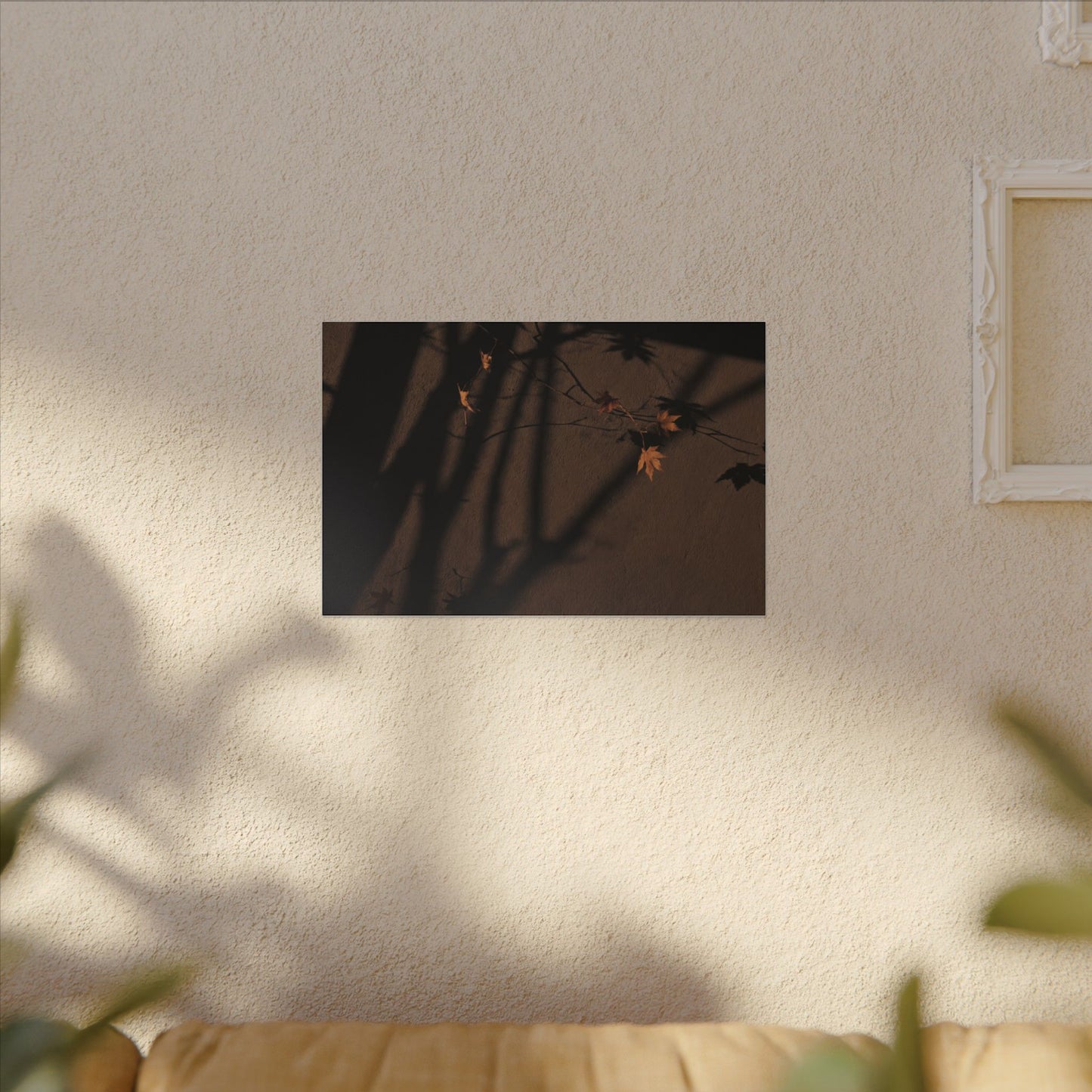 Shadow Play Autumn Canvas Art | Dark Japandi Luxurious Design