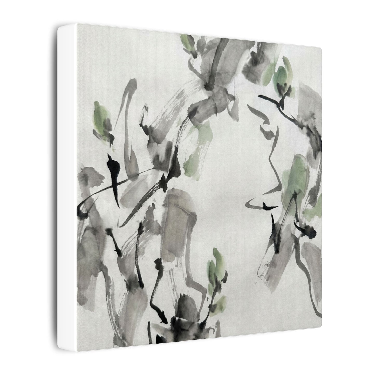 Zen Ink Brushstroke in Overcast | Sumi E Canvas Art