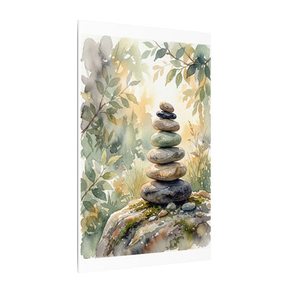 Golden Hour River Stones Canvas Art - Japandi Mono No Aware