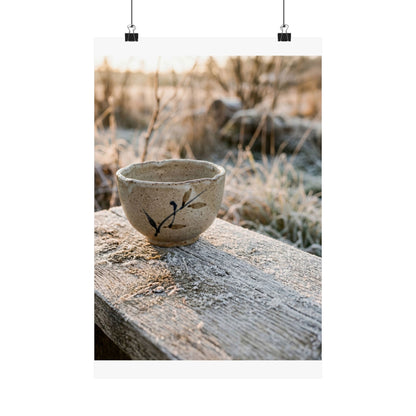 Japandi Ceramic Bowl in Golden Hour | Japanese Pattern Wall Art Print Art Print