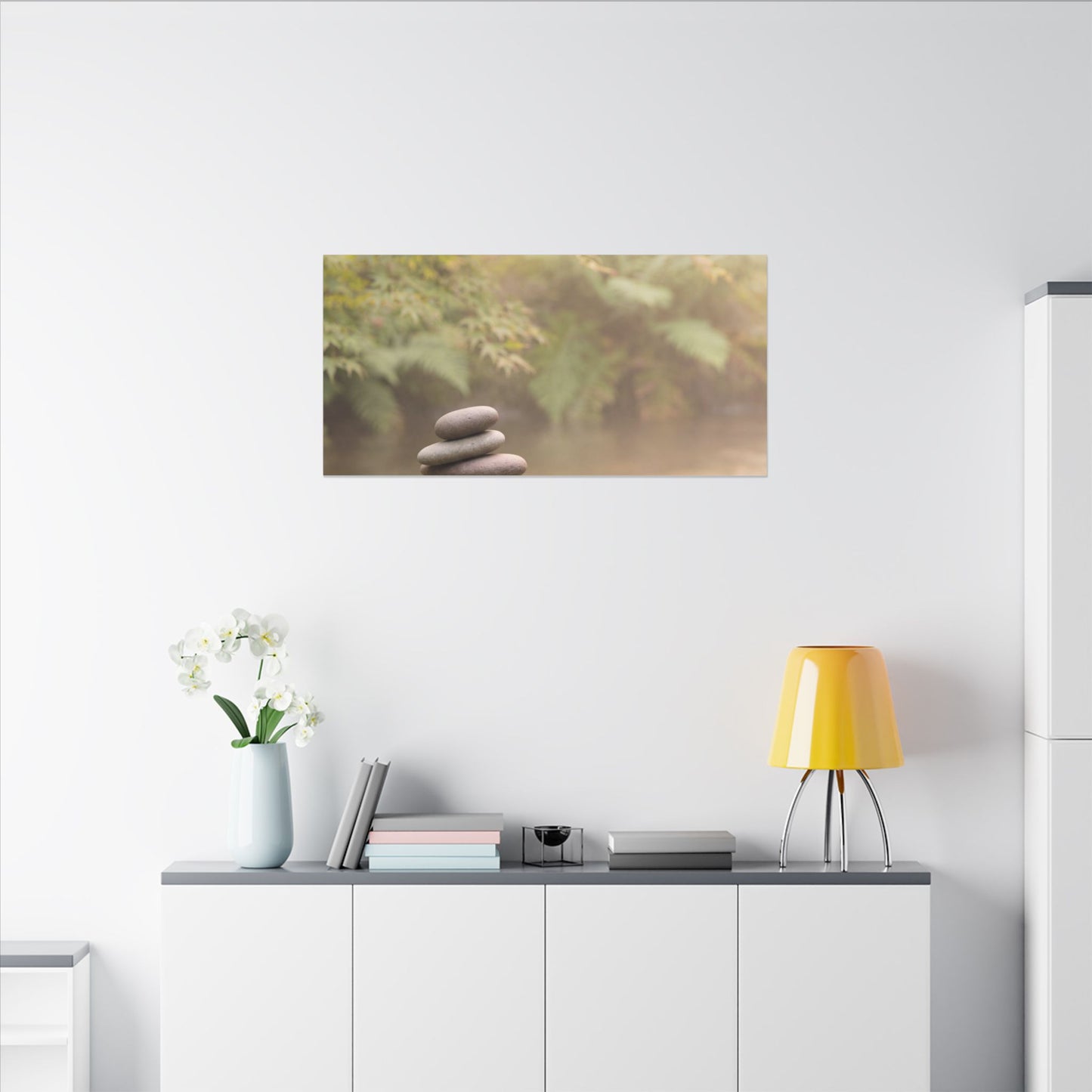 Cozy River Stones Canvas Art - Japanese Pattern Japandi