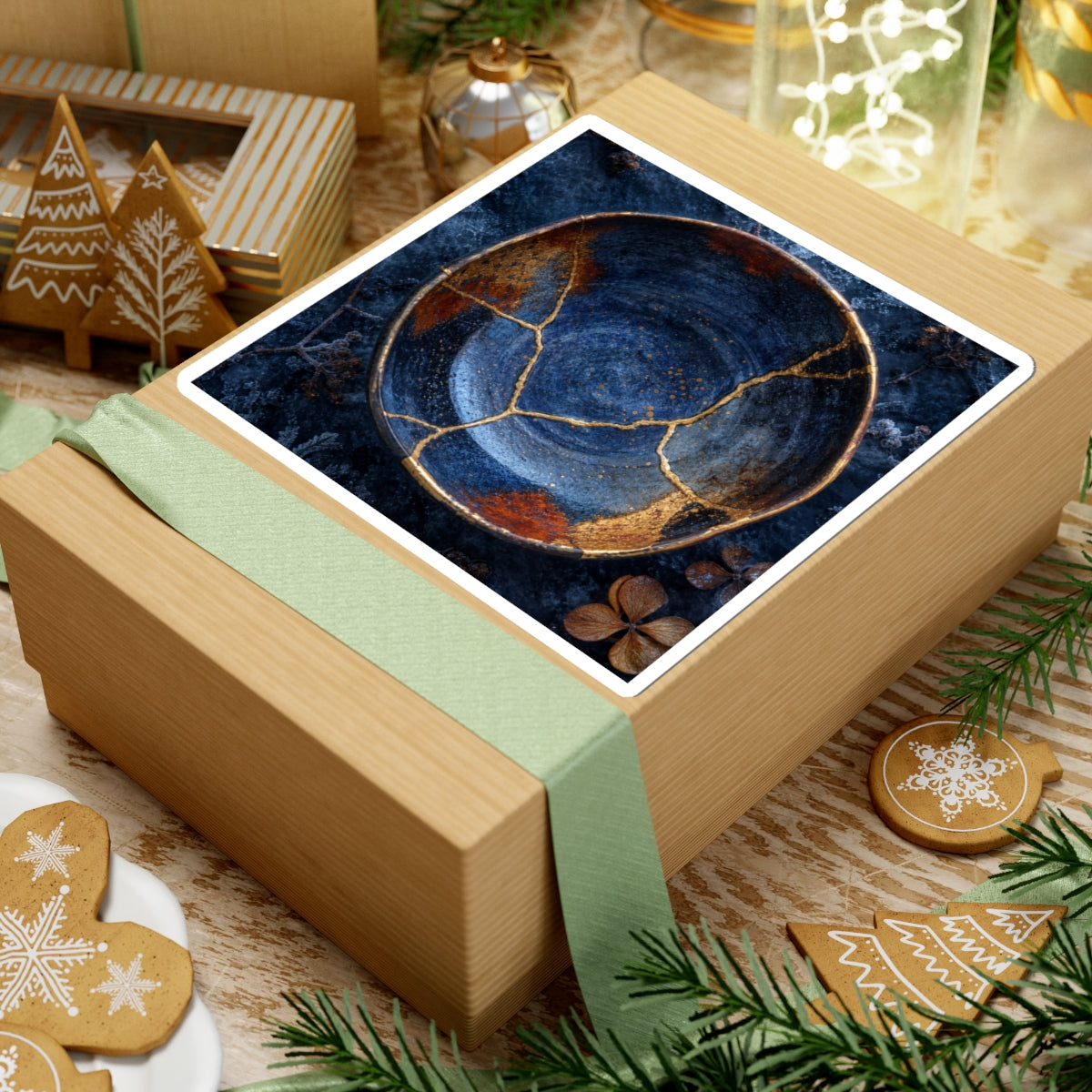 Beautiful Ceramic Bowl Sticker - Crackle Gold Kintsugi