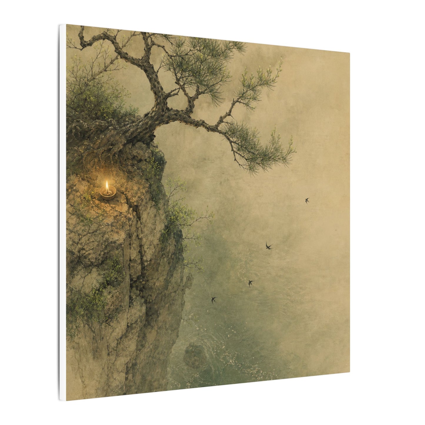 Spring Pine Tree Minimal Line Canvas Art | Earthy Decor