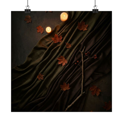 Candlelight Silk Drape Wall Art Print - Dark Japandi Datsuzoku