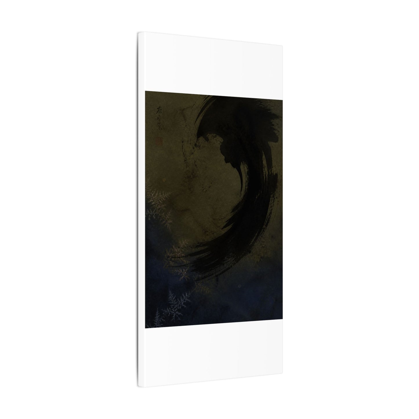 Seijaku Ink Brushstroke Canvas Art - Dark Japandi Moody Minimal