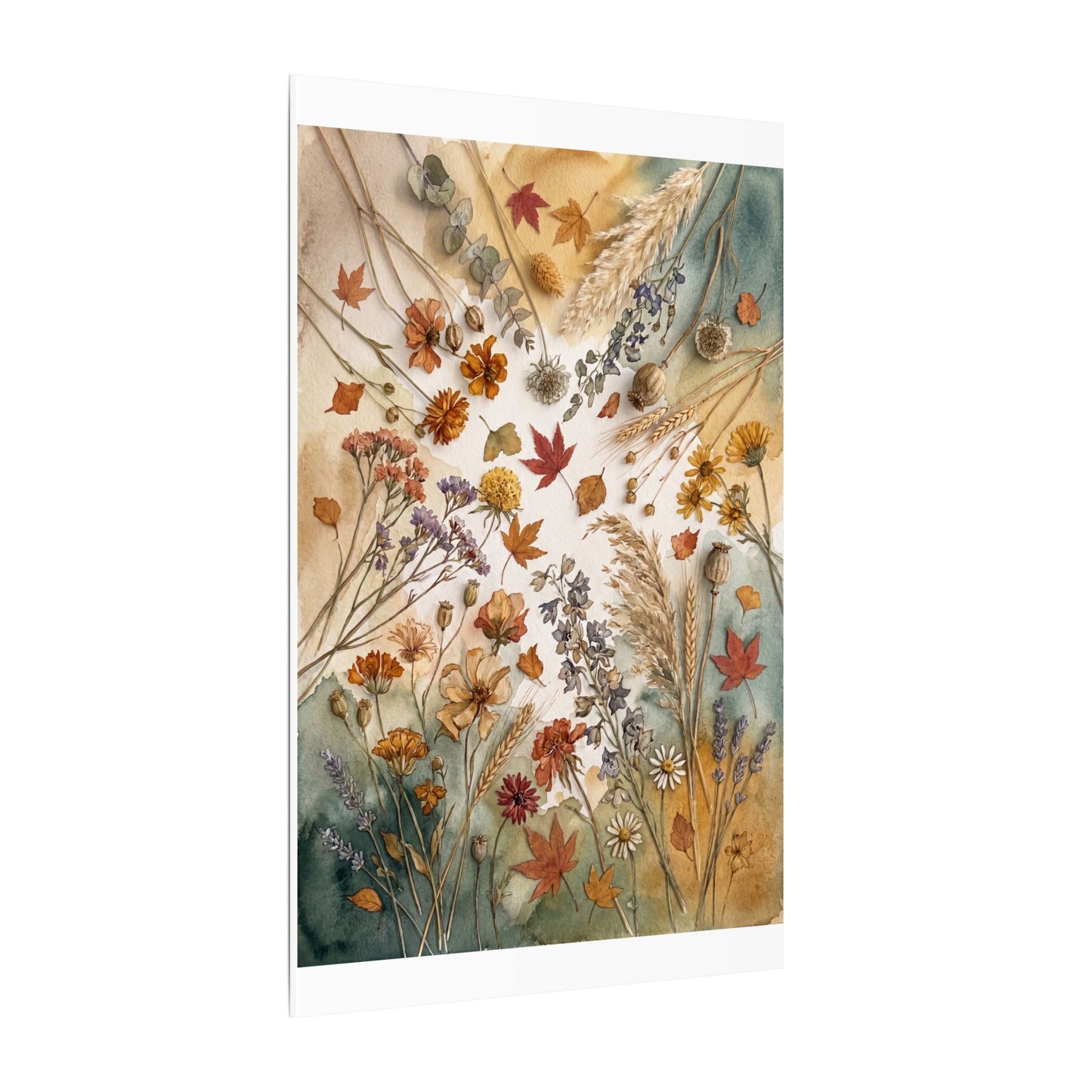 Dried Flowers Canvas Art | Autumn Japandi Watercolor Art
