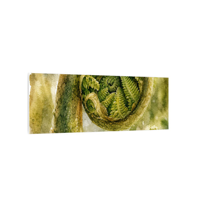 Japandi Fern Unfurling in Dappled | Watercolor Canvas Art