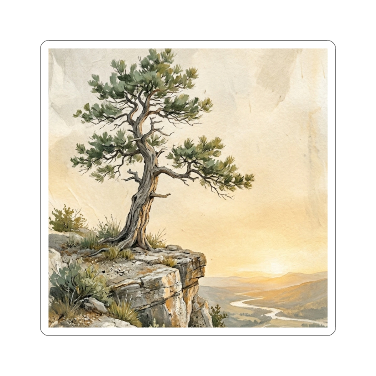 Mono No Aware Pine Tree Sticker - Japandi Texture