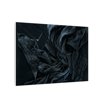 Dark Japandi Silk Drape in Moonlight | Moody Minimal Canvas Art