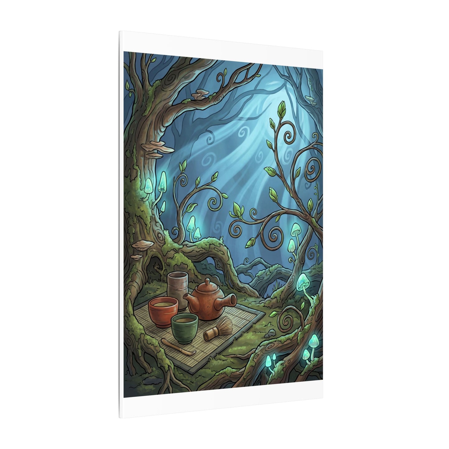 Spring Tea Ceremony Forest Whimsy Canvas Art | Cozy Decor