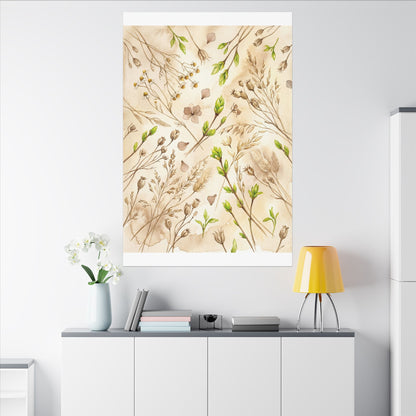 Spring Dried Flowers Watercolor Canvas Art | Earthy Decor