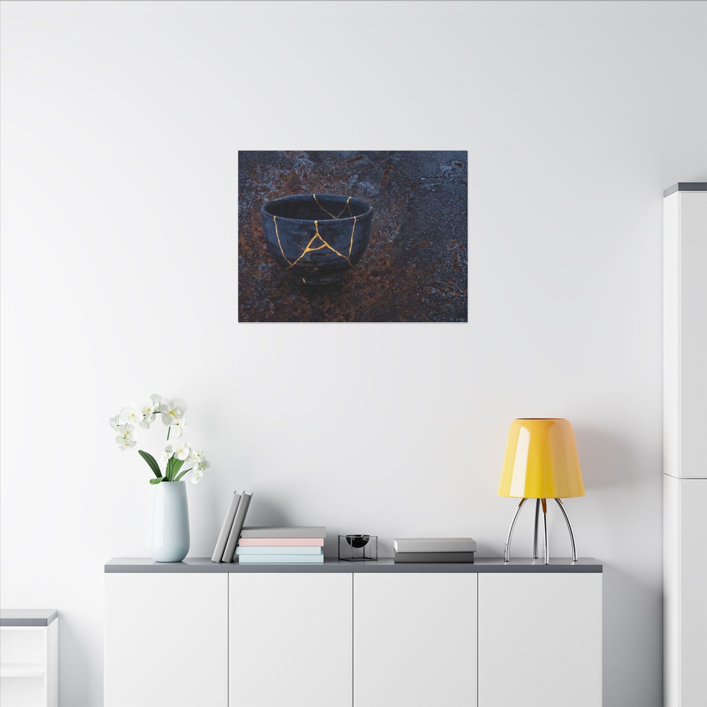 Rust Patina Winter Canvas Art | Kintsugi Healing Design