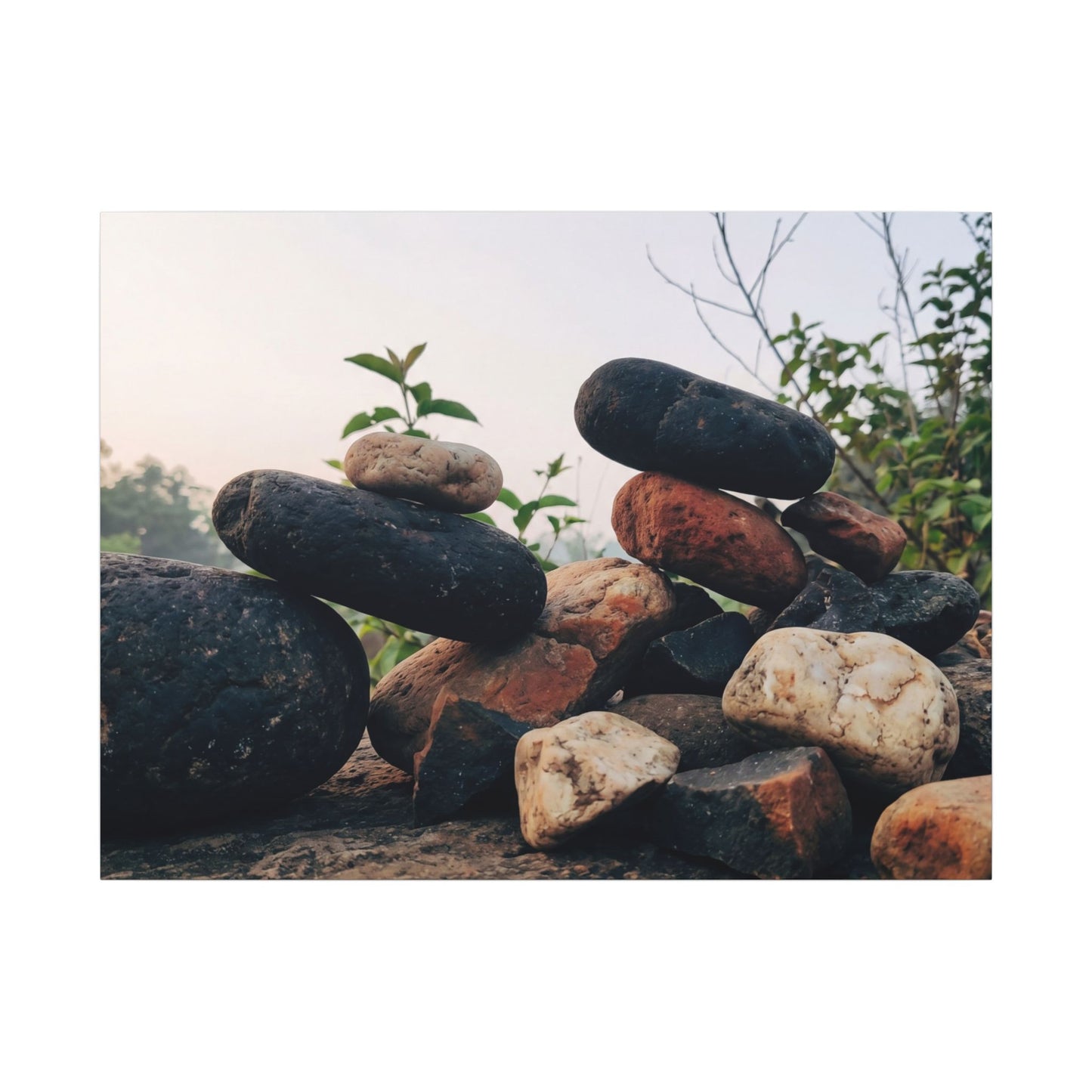 River Stones Canvas Art | Spring Kintsugi Broken Beauty Art