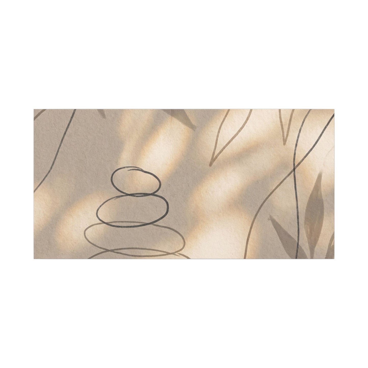 River Stones Minimal Line Canvas Art | Earthy Japandi Art