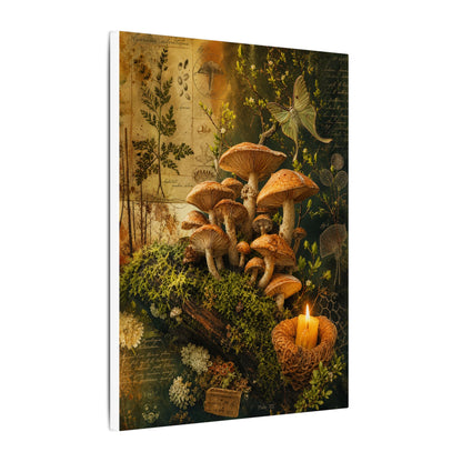 Spring Wild Mushrooms Herbarium Canvas Art | Earthy Decor