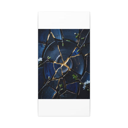Moonlight Broken Pottery Canvas Art - Kintsugi Fukinsei