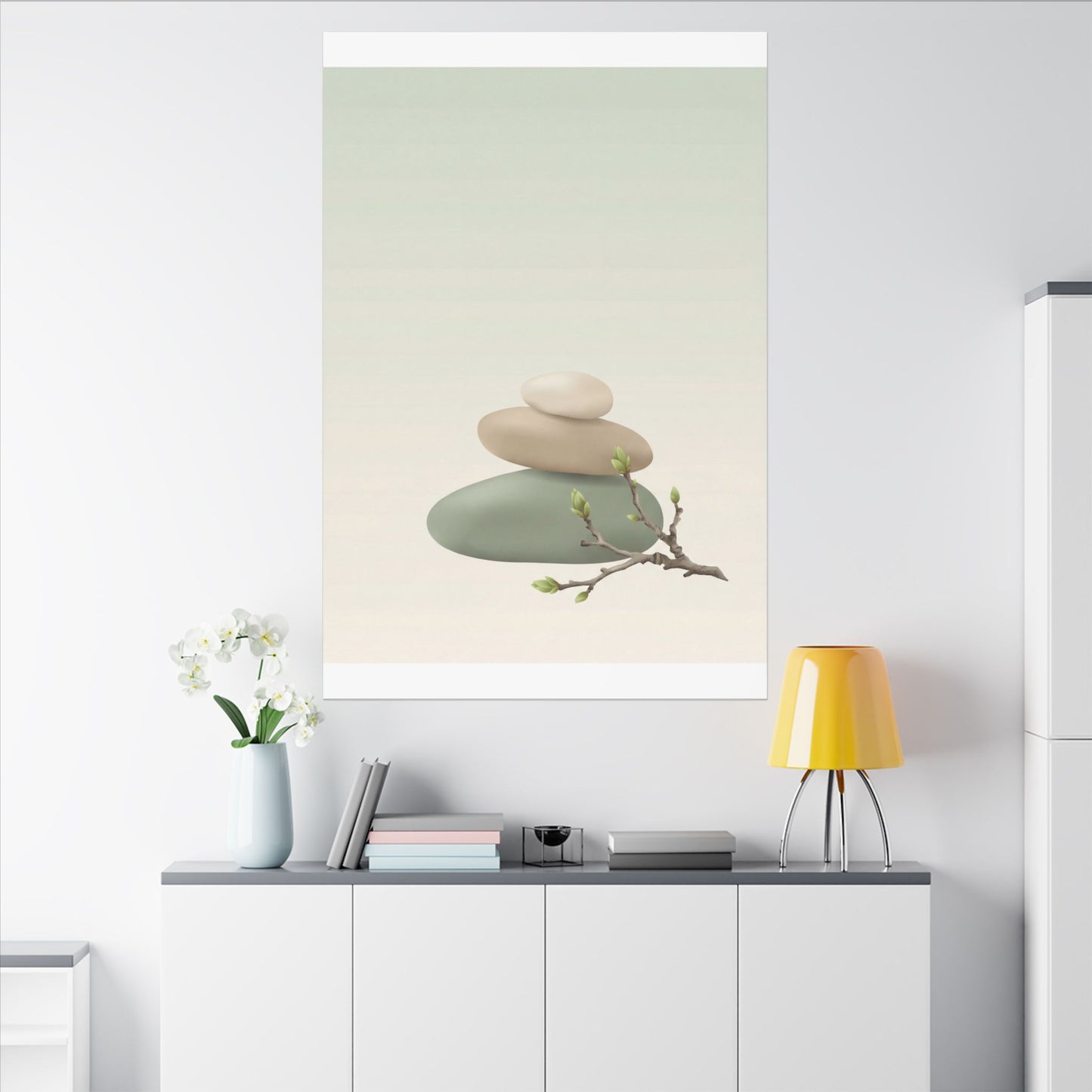 Dawn River Stones Canvas Art - Japandi Fukinsei