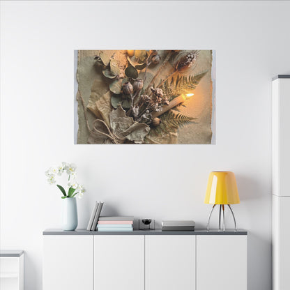 Dried Flowers Texture Canvas Art | Warm Japandi Art