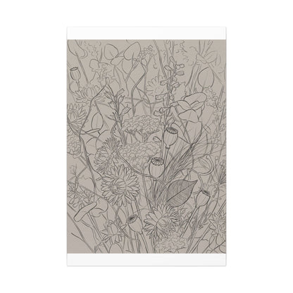 Summer Dried Flowers Minimal Line Canvas Art | Elegant Decor