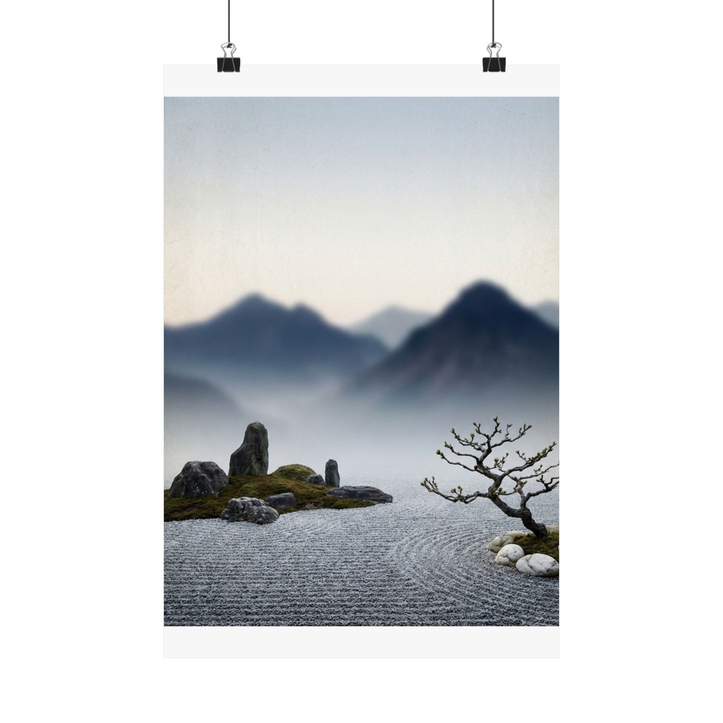 Dawn Mountain Mist Wall Art Print - Zen Shibui Art Print