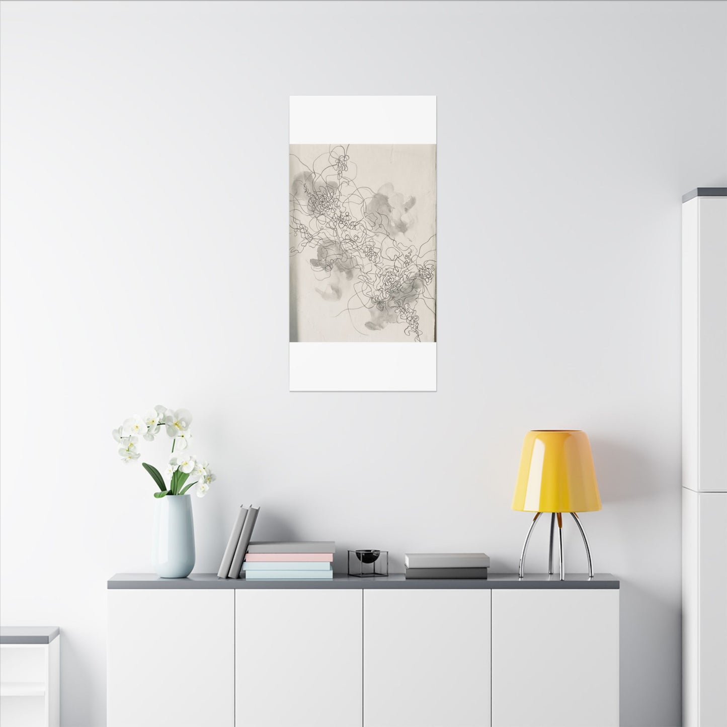Shadow Play Spring Canvas Art | Dark Japandi Sophisticated Design